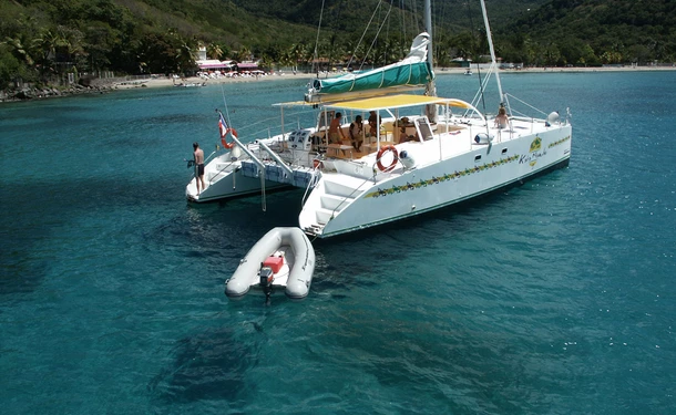 Catamaran day in the north of the island with dolphins