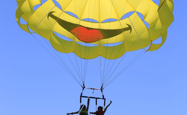 Thrill-seeking parasailing