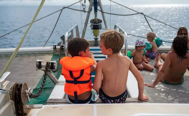 Catamaran day in the north of the island with dolphins