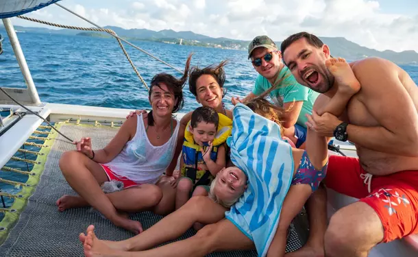 Catamaran day in the north of the island with dolphins